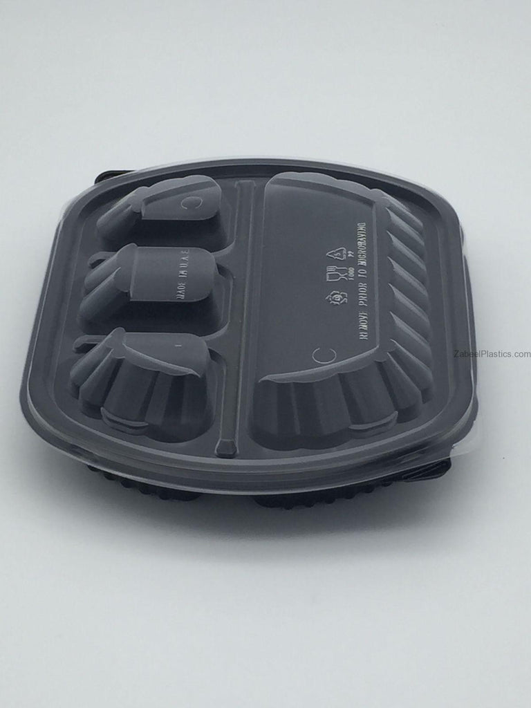 Black Microwave 5 Section with Lid