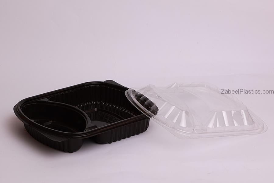 Black Microwave 2 Section with Lid