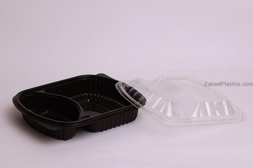 Black Microwave 2 Section with Lid