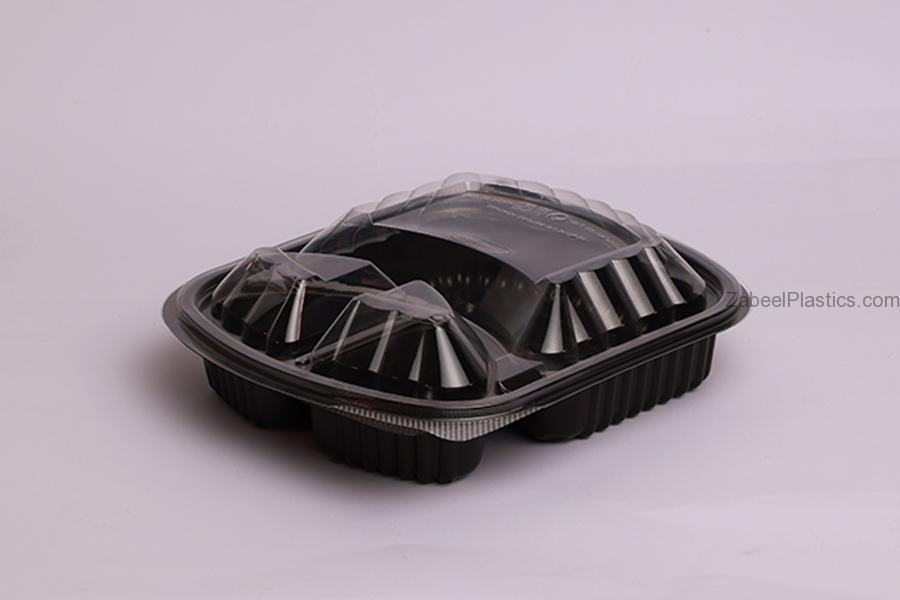 Black Microwave 3 Section with Lid