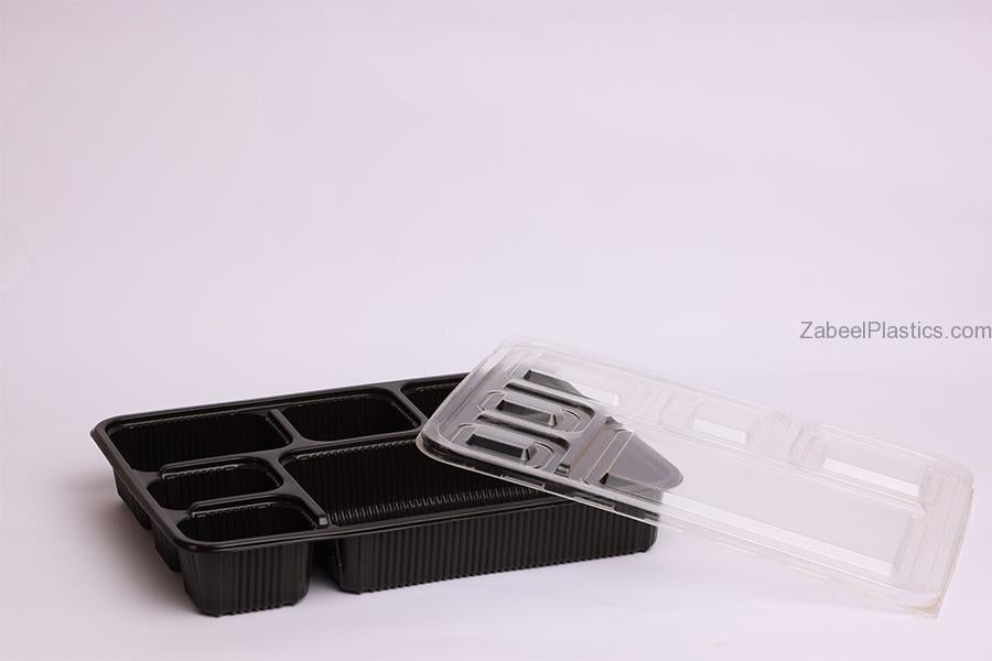 Black Microwave 6 Section with Lid