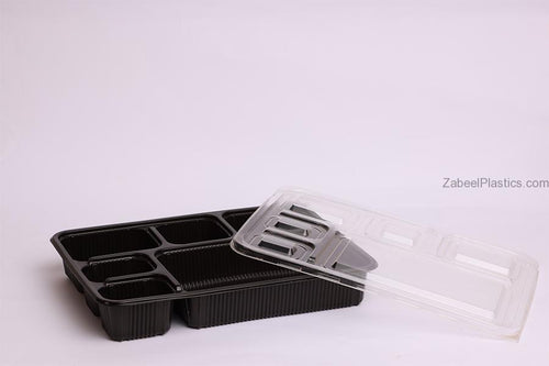 Black Microwave 6 Section with Lid