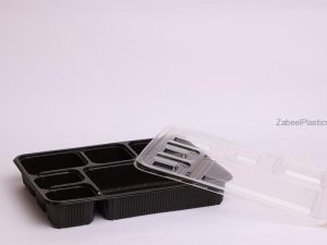 Black Microwave 6 Section with Lid